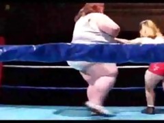 giant boob big beautiful woman wrestles a midget